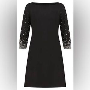 Nicole Miller Black Cocktail Beaded & Pearls Dress Size XS NWT